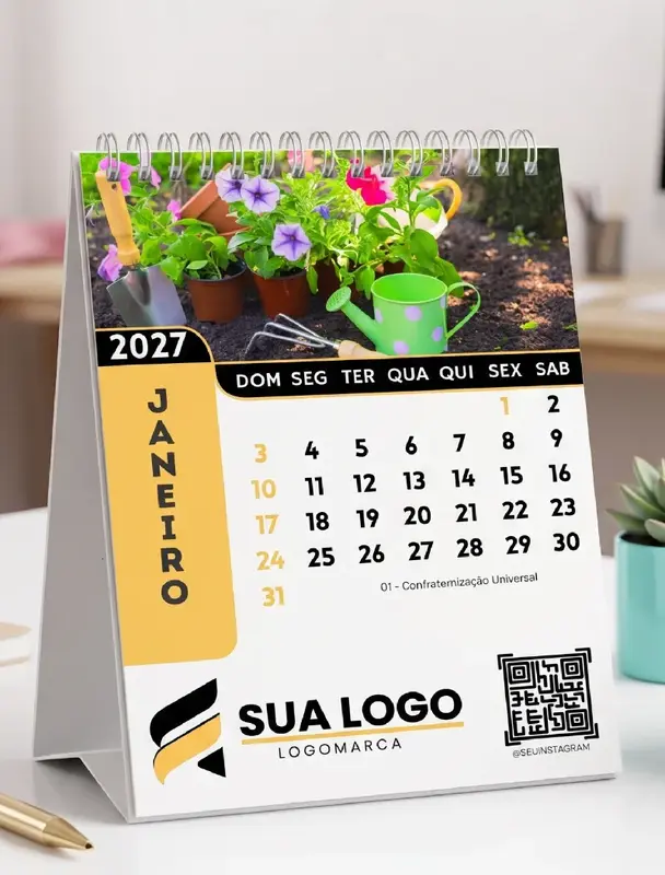 Calendario de Mesa Premium Personalizado Médio (19x14)- Apartir de 10 unidades