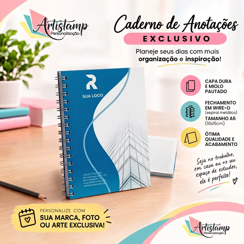 Caderno Capa Dura Personalizado 10x15